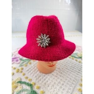 H.L. Prange Co.1950  Womens Knit Hat Snowflake Brooch Made‎ in Italy